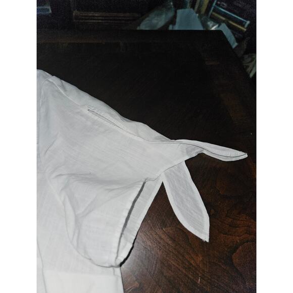 TALBOTS Top Womens Large White Linen Blend Embroidered Lemon Floral Popover Sz L - Picture 4 of 8